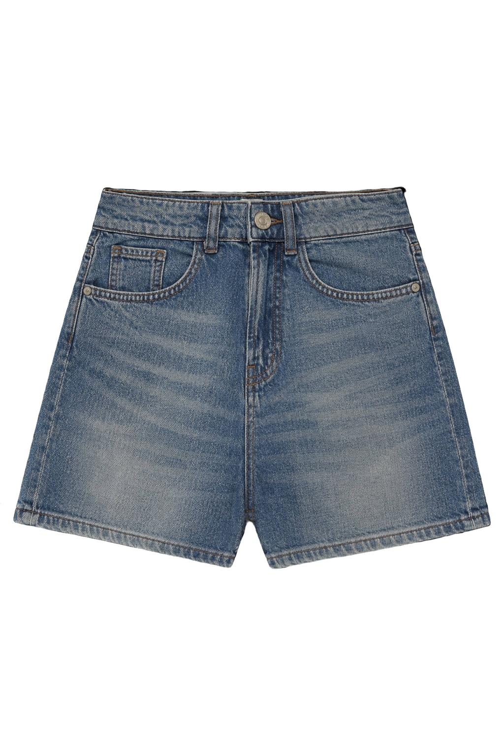 Stonewashed meisjes Cars regular short stonewashed van denim met rits- en knoopsluiting en effen