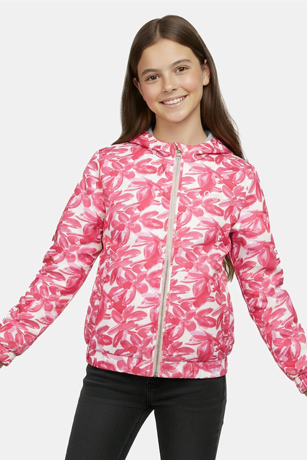 Roze meisjes Cars zomerjas van polyester met lange mouwen, capuchon, ritssluiting en elastische boord