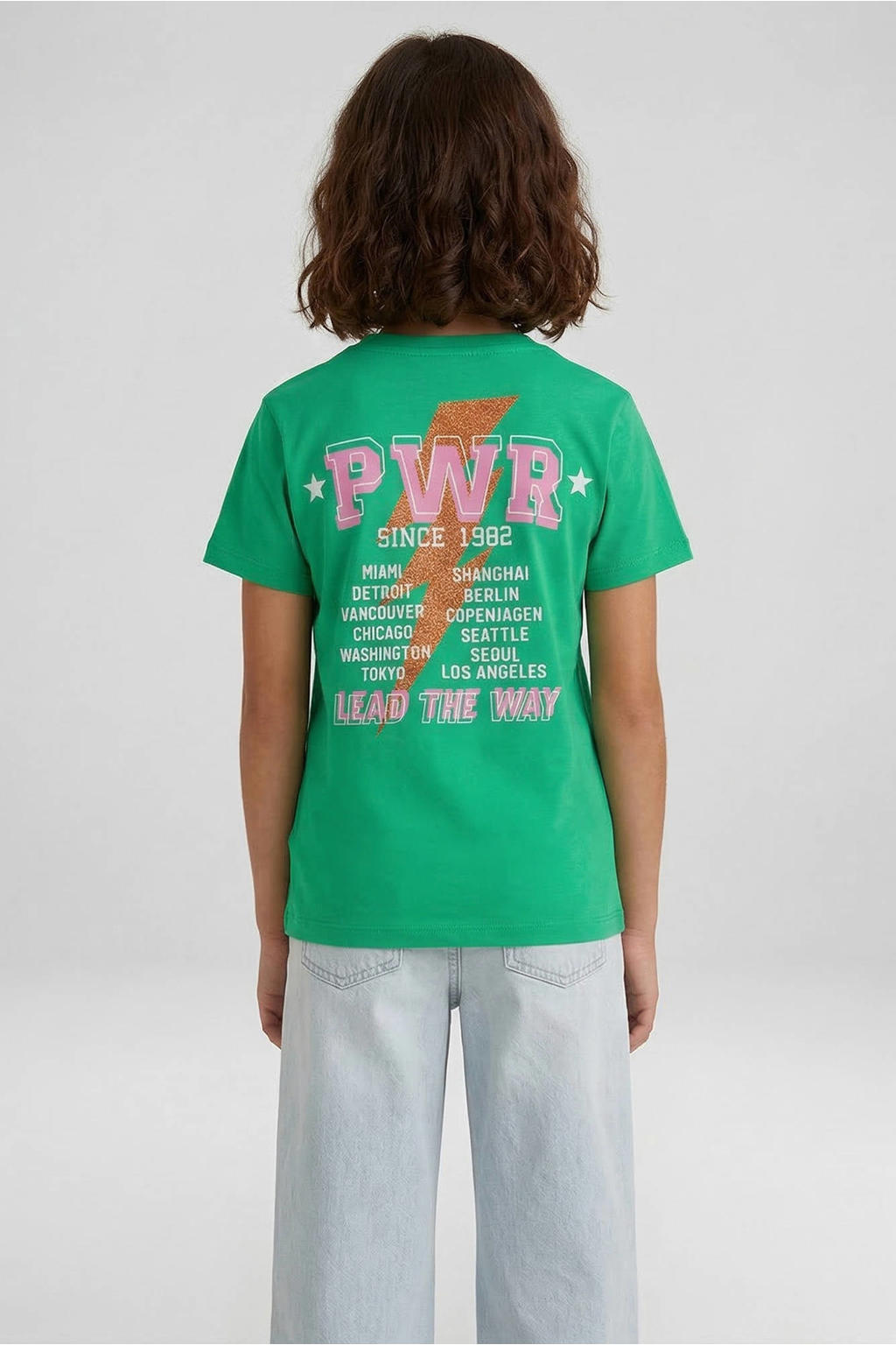 Groene meisjes Cars T-shirt van katoen met backprint, korte mouwen en ronde hals