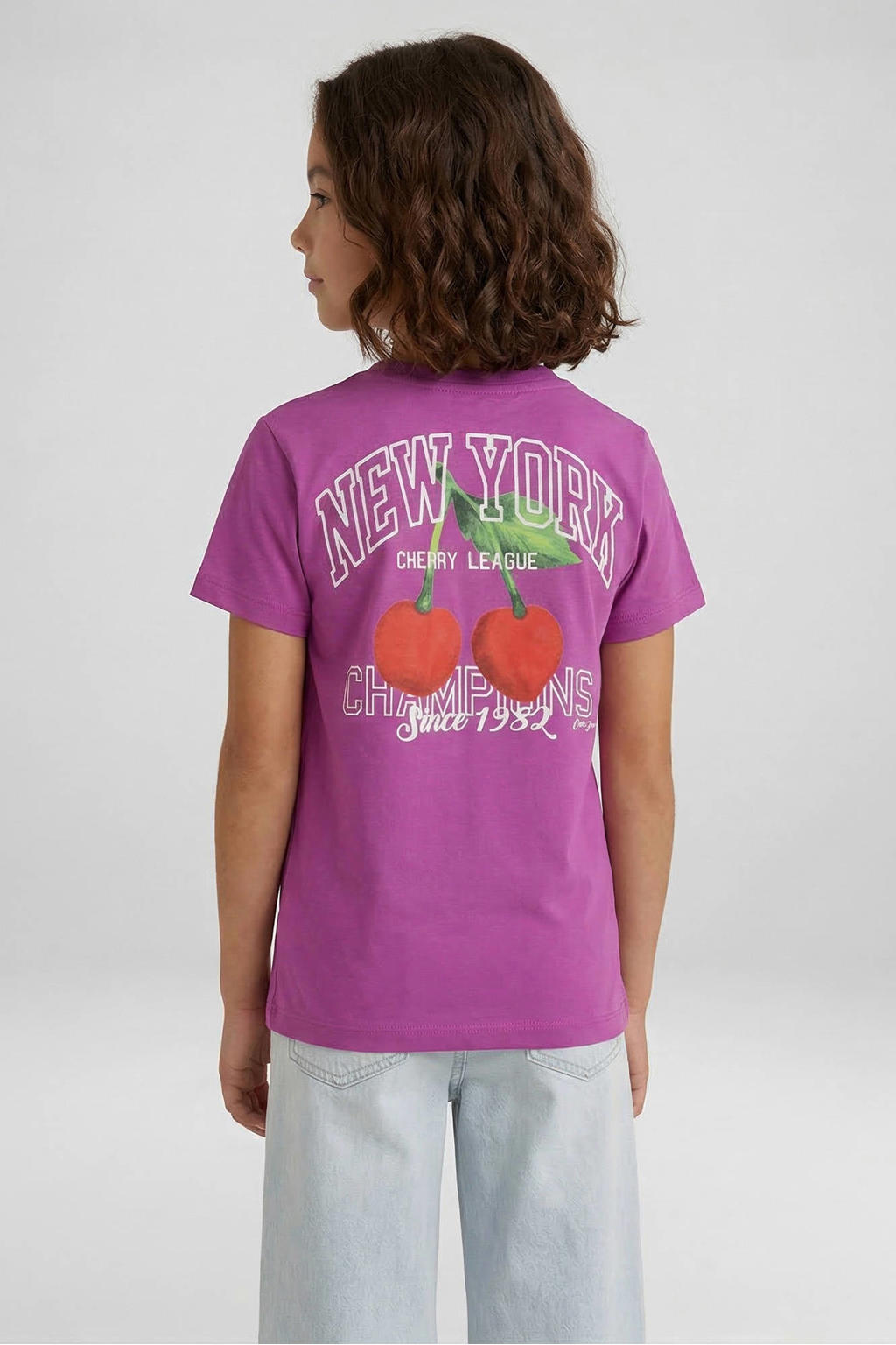 Paarse meisjes Cars T-shirt van katoen met backprint, korte mouwen en ronde hals
