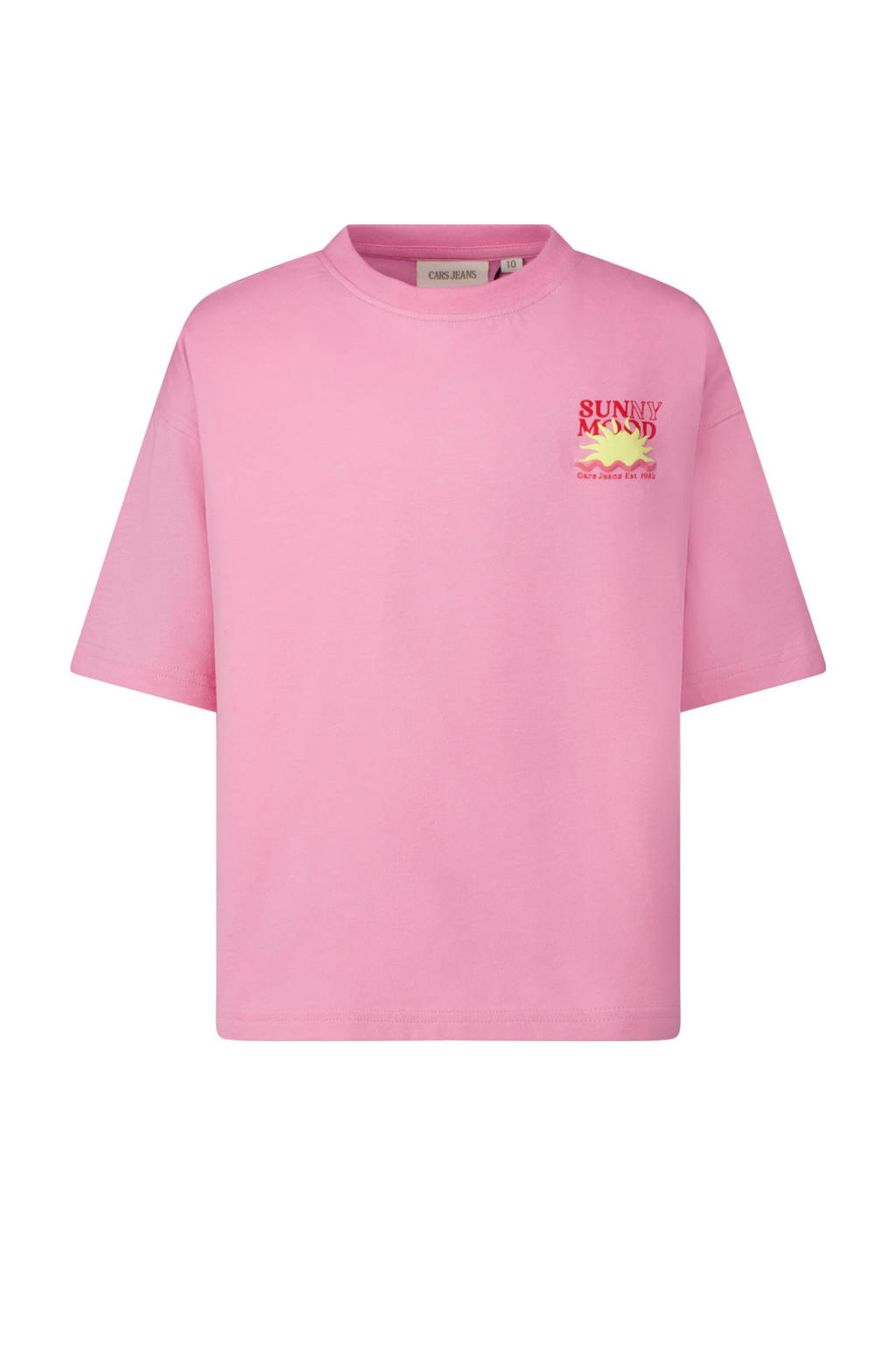Roze meisjes Cars T-shirt van katoen met backprint, korte mouwen en ronde hals