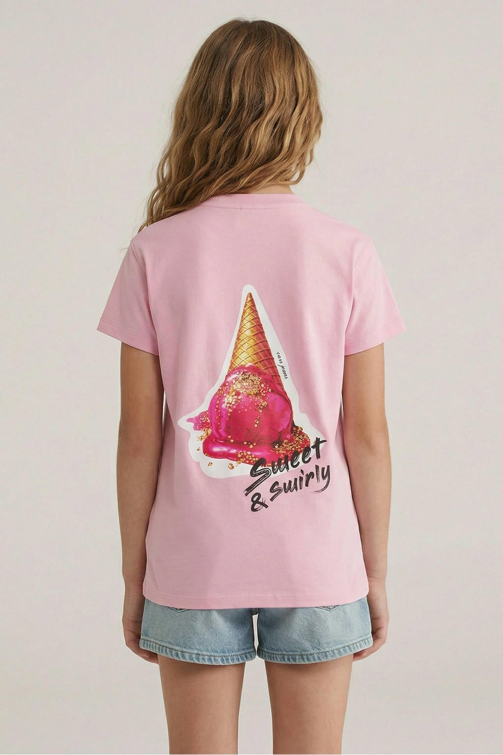 Roze meisjes Cars T-shirt van katoen met backprint, korte mouwen en ronde hals