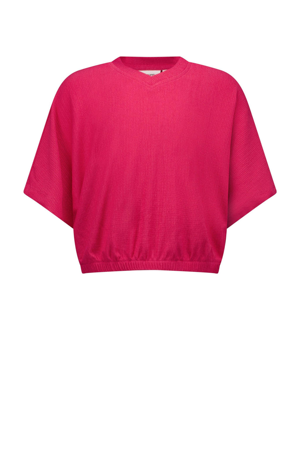 Roze meisjes Cars T-shirt van katoen met effen, korte mouwen, ronde hals en elastische boord