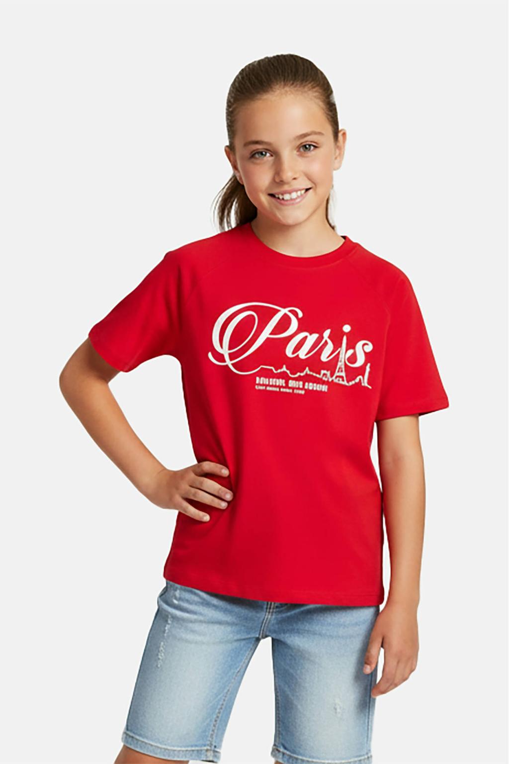 Rode meisjes Cars T-shirt van katoen met printopdruk, korte mouwen en ronde hals