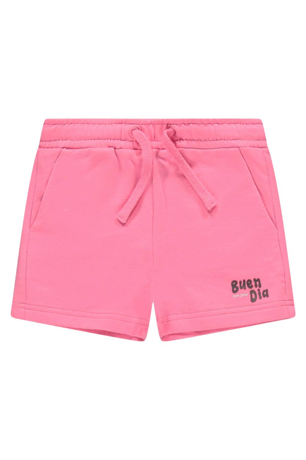 Roze meisjes Little Cars regular sweatshort met elastische tailleband met koord en tekst print
