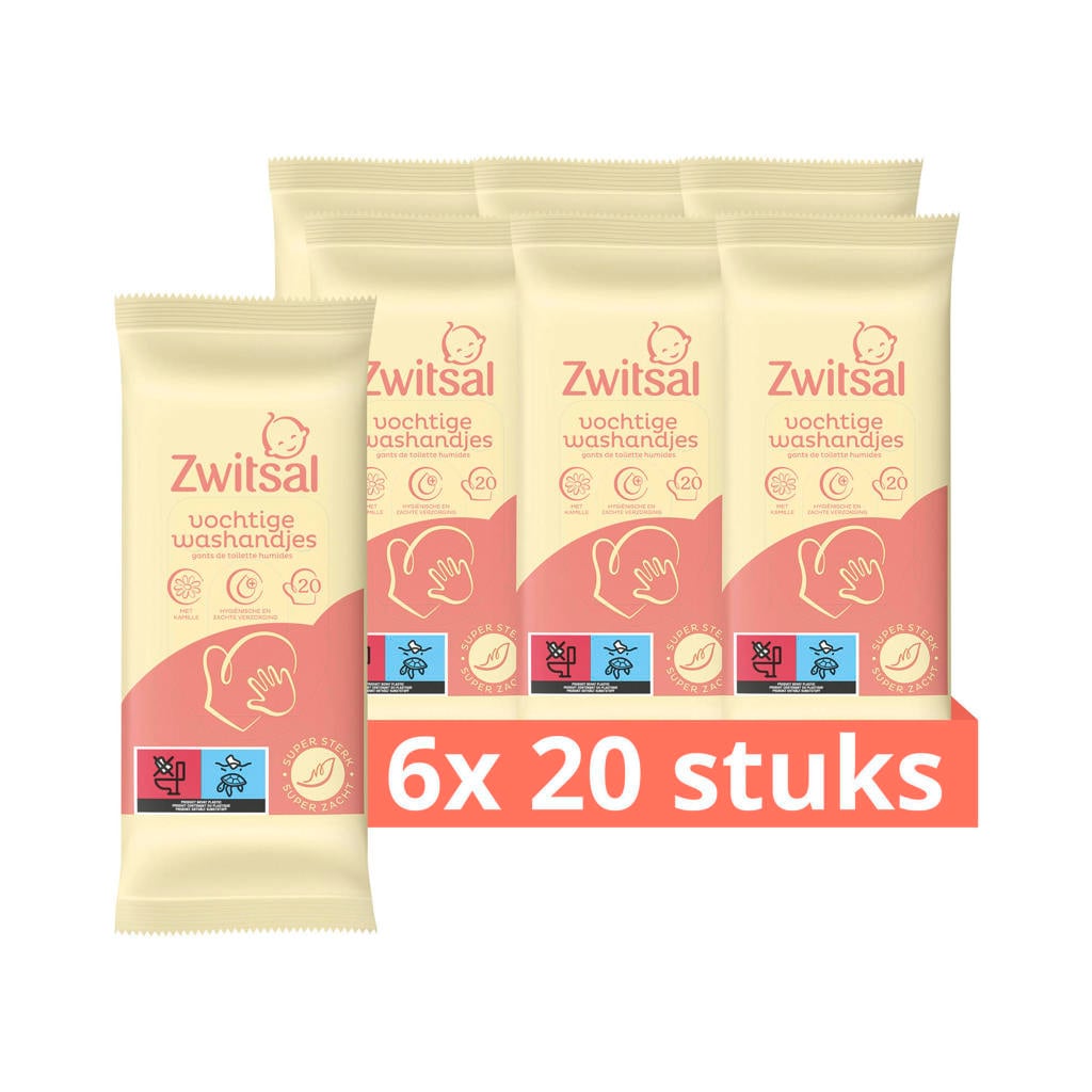 Zwitsal vochtige washandjes - 6 x 20 stuks