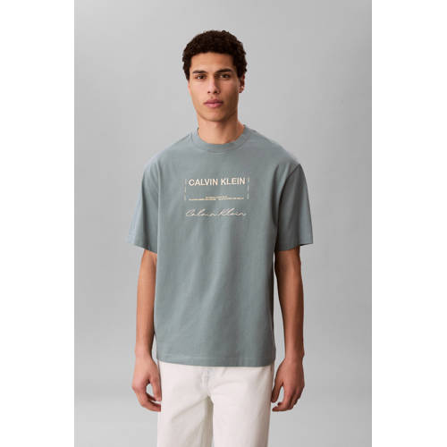 CALVIN KLEIN JEANS relaxed T-shirt grijsgroen afbeelding