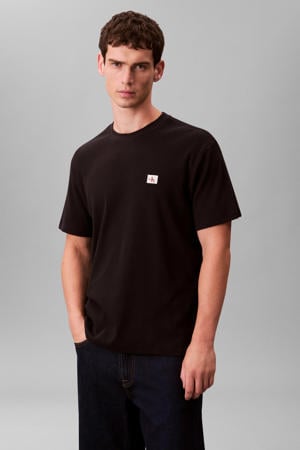 regular T-shirt met textuur zwart