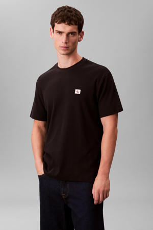 regular T-shirt met textuur zwart
