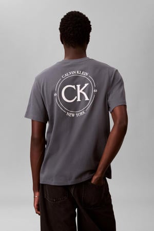 relaxed T-shirt met backprint grijsblauw