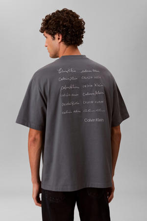 relaxed T-shirt met backprint grijsblauw