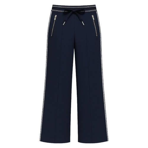 Zoso wide leg regular waist casual broek donkerblauw afbeelding