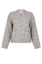thumbnail: Wit, bruin en roze dames Zoso bomberjack van polyester met dierenprint, lange mouwen en ronde hals