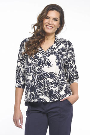 gebloemde blousetop donkerblauw