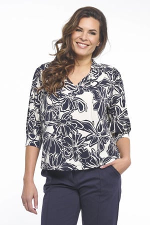 gebloemde blousetop donkerblauw