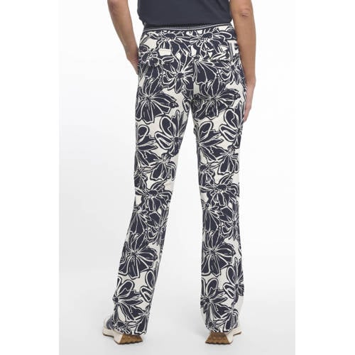 Zoso flared high waist gebloemde casual broek donkerblauw afbeelding