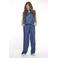 Zoso wide leg high waist casual broek dark blue denim