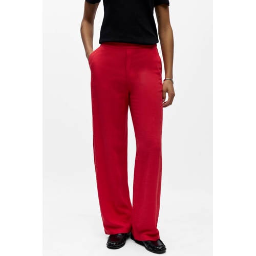 OBJECT straight regular waist casual broek met linnen rood afbeelding