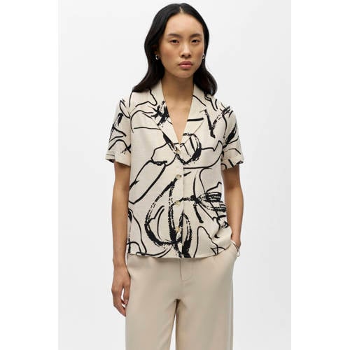 OBJECT blouse met linnen afbeelding