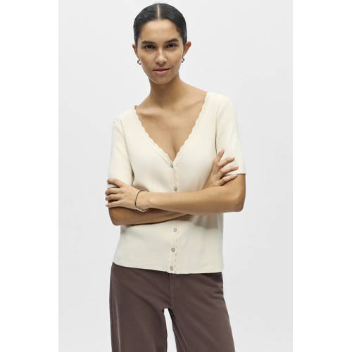 OBJECT top beige rib gebreid afbeelding