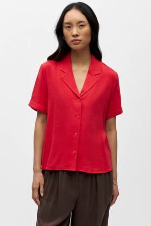 blouse met linnen rood