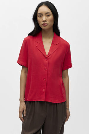 blouse met linnen rood