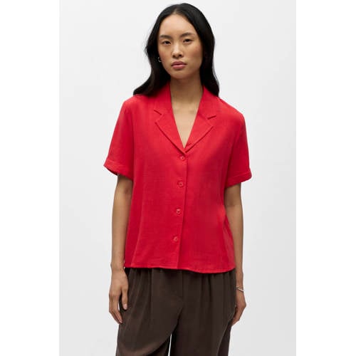OBJECT blouse met linnen rood afbeelding