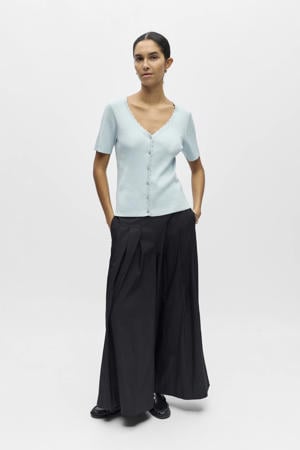top lichtblauw rib gebreid