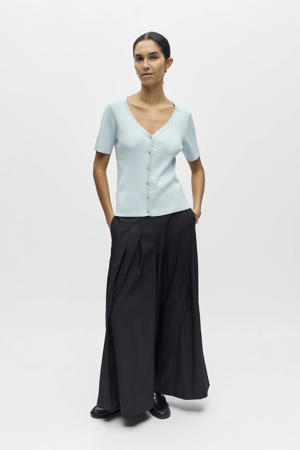 top lichtblauw rib gebreid