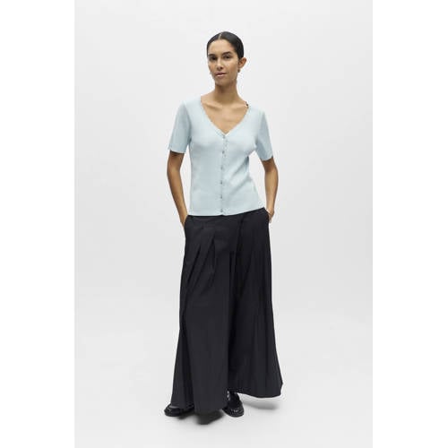 OBJECT top lichtblauw rib gebreid afbeelding