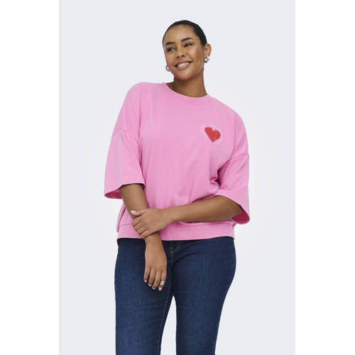 ONLY CARMAKOMA sweater met backprint roze afbeelding