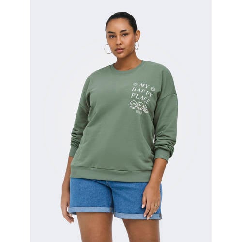 ONLY CARMAKOMA sweater met backprint groen afbeelding