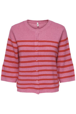 gestreepte vest roze gebreid