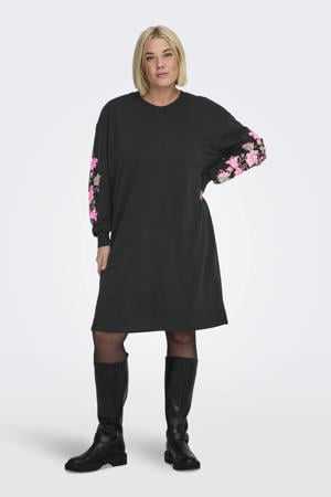 gebloemde mini jurk zwart
