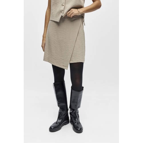 OBJECT wikkelrok gebreid taupe afbeelding