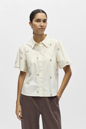 gebloemde blouse ecru