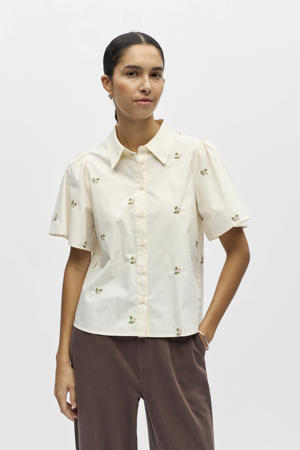 gebloemde blouse ecru