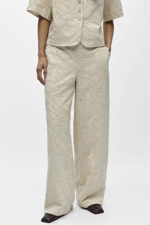 straight regular waist gebloemde casual broek zand