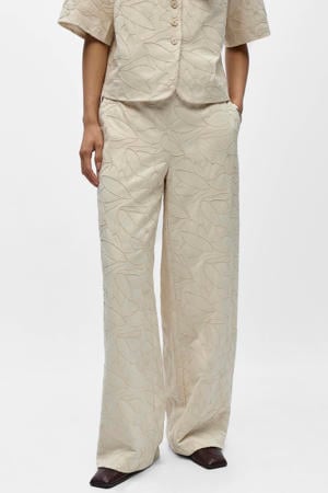 straight regular waist gebloemde casual broek zand