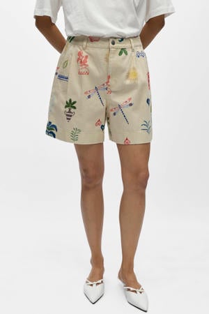 denim high waist short beige