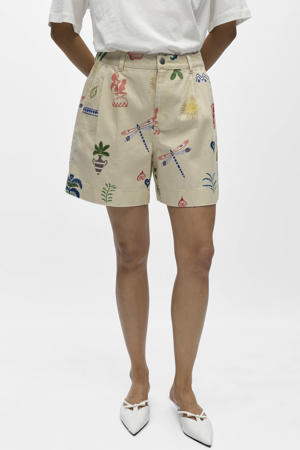 denim high waist short beige