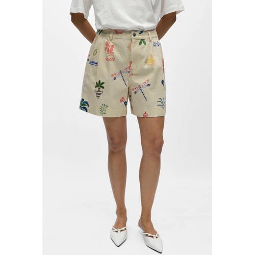 OBJECT denim high waist short beige afbeelding