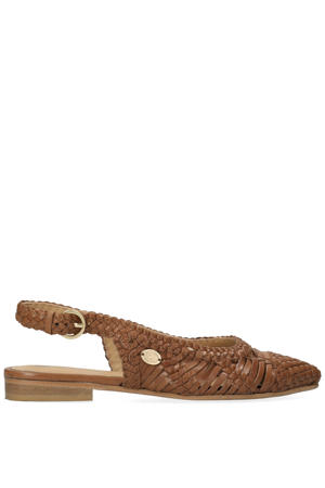 leren slingback loafers cognac
