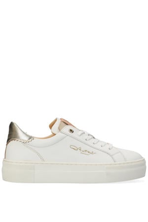 leren sneakers wit/goud