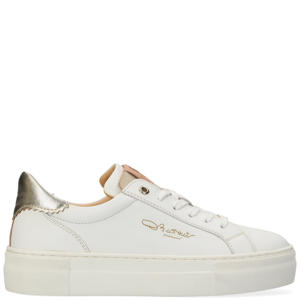leren sneakers wit/goud