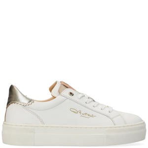 leren sneakers wit/goud