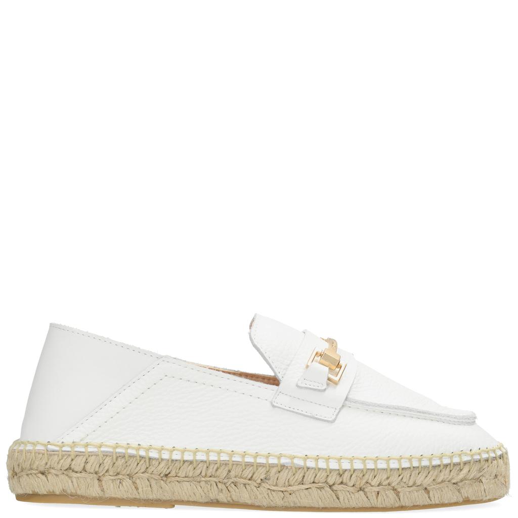 Witte dames Fred de la Bretoniere Eazia Giorgi leren espadrilles met siergesp