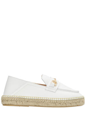 Eazia Giorgi leren espadrilles met siergesp wit
