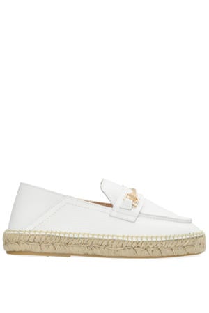 Eazia Giorgi leren espadrilles met siergesp wit