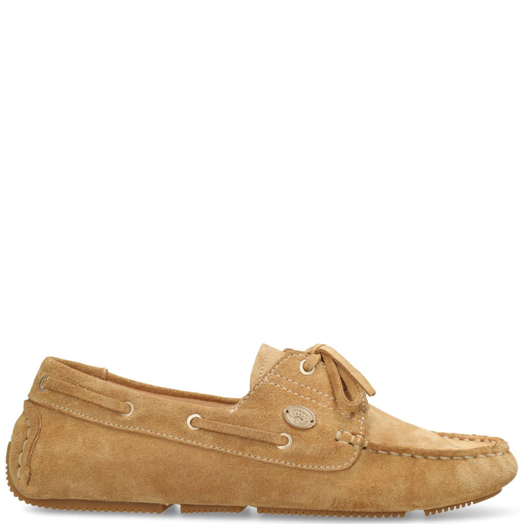Cognackleurige dames Fred de la Bretoniere suède bootschoenen